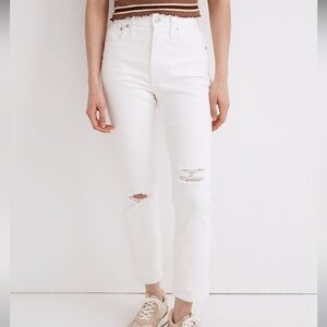 Madewell NEW The Perfect Vintage Crop Jean Tile White: Knee-Rip Edition Size 27